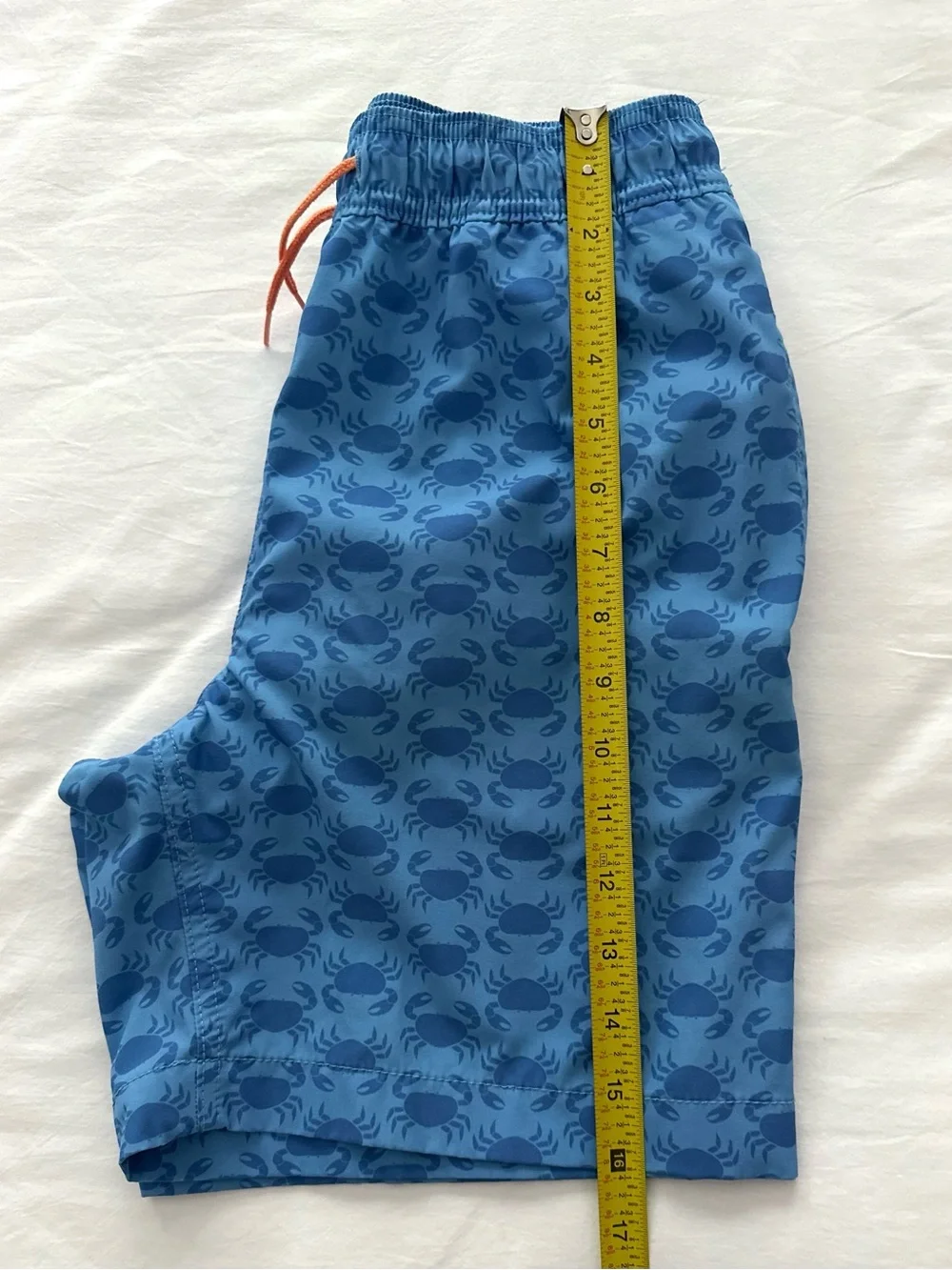 J.crew Crew Cuts Boys Drawstring Swimsuit Lined Blue Crabs- Size 16
